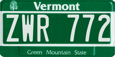 VT license plate ZWR772