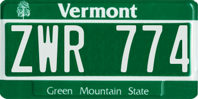 VT license plate ZWR774