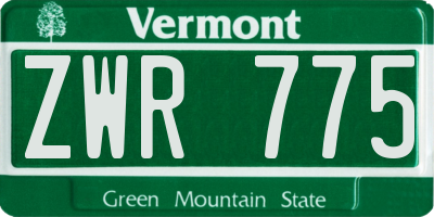 VT license plate ZWR775