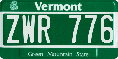 VT license plate ZWR776