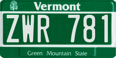 VT license plate ZWR781