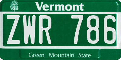 VT license plate ZWR786