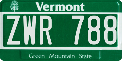 VT license plate ZWR788