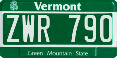 VT license plate ZWR790