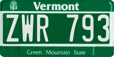 VT license plate ZWR793