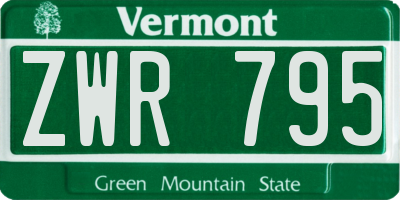 VT license plate ZWR795