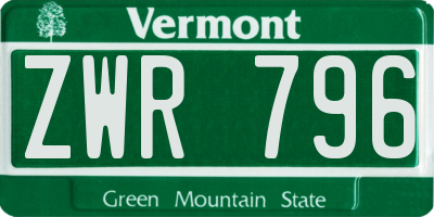 VT license plate ZWR796