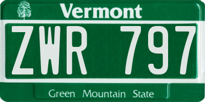 VT license plate ZWR797