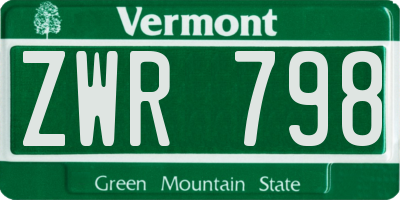 VT license plate ZWR798