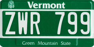 VT license plate ZWR799