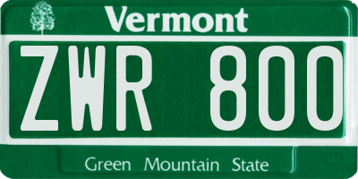 VT license plate ZWR800