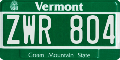 VT license plate ZWR804