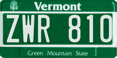 VT license plate ZWR810
