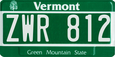 VT license plate ZWR812