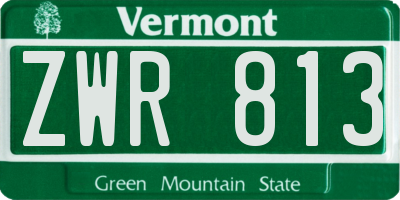 VT license plate ZWR813