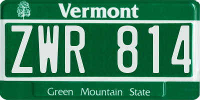 VT license plate ZWR814