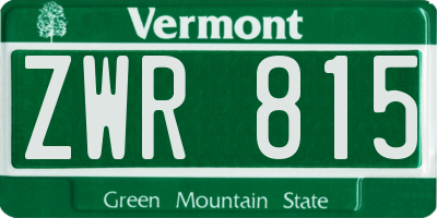 VT license plate ZWR815