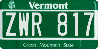 VT license plate ZWR817