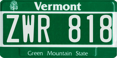 VT license plate ZWR818