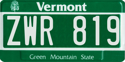 VT license plate ZWR819