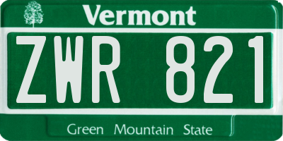 VT license plate ZWR821