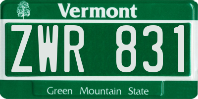 VT license plate ZWR831