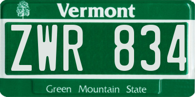 VT license plate ZWR834