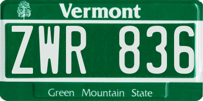 VT license plate ZWR836