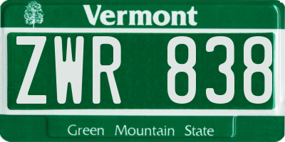 VT license plate ZWR838