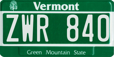 VT license plate ZWR840