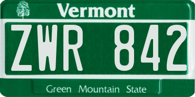 VT license plate ZWR842