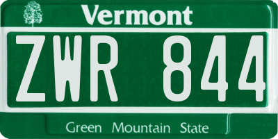 VT license plate ZWR844