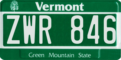 VT license plate ZWR846