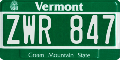VT license plate ZWR847