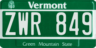 VT license plate ZWR849