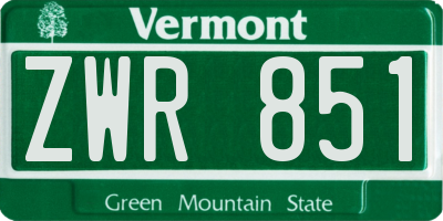 VT license plate ZWR851