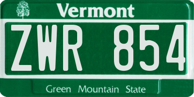 VT license plate ZWR854