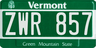 VT license plate ZWR857