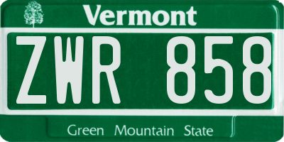 VT license plate ZWR858