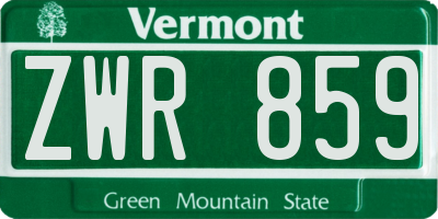 VT license plate ZWR859