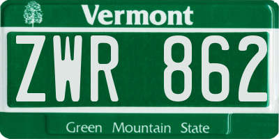 VT license plate ZWR862