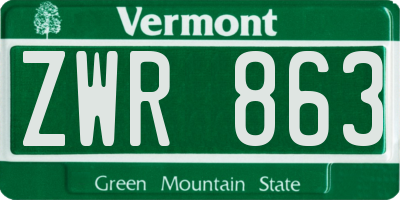 VT license plate ZWR863