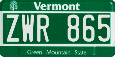 VT license plate ZWR865