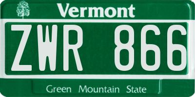 VT license plate ZWR866