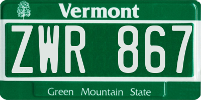 VT license plate ZWR867