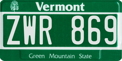 VT license plate ZWR869