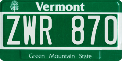 VT license plate ZWR870