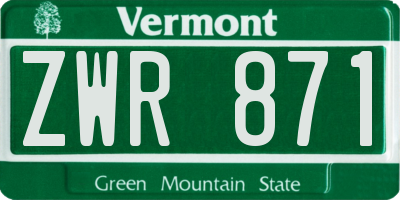 VT license plate ZWR871