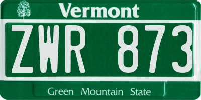 VT license plate ZWR873
