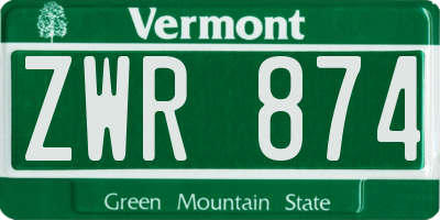 VT license plate ZWR874